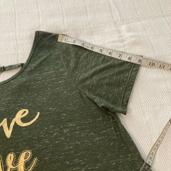 JESSE & J Green Gold Love Mini Dress Gold Strap Accent in the back 2X - Picture 7 of 11